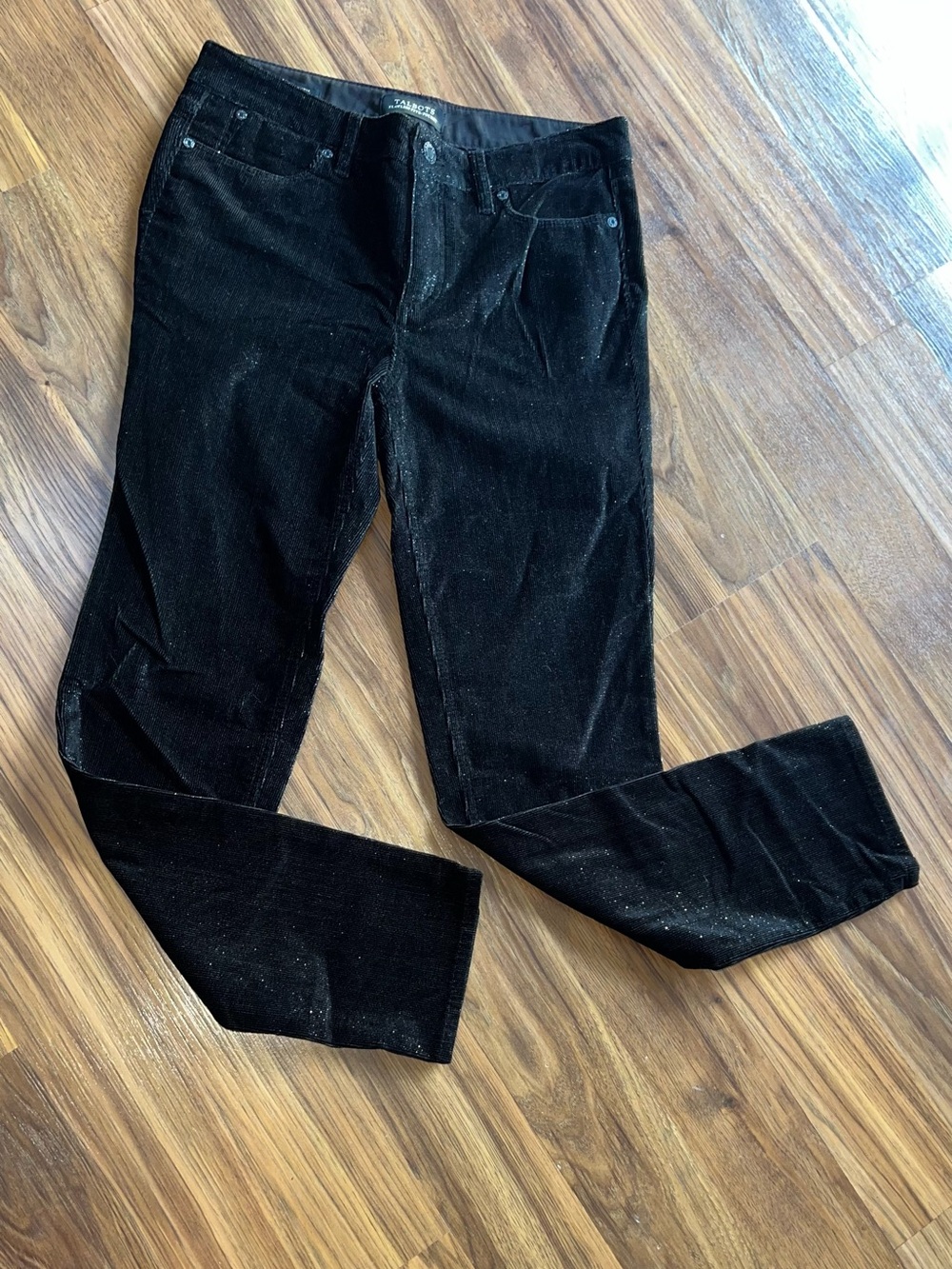 Talbots Black Cropped Sparkle Corduroy Pants